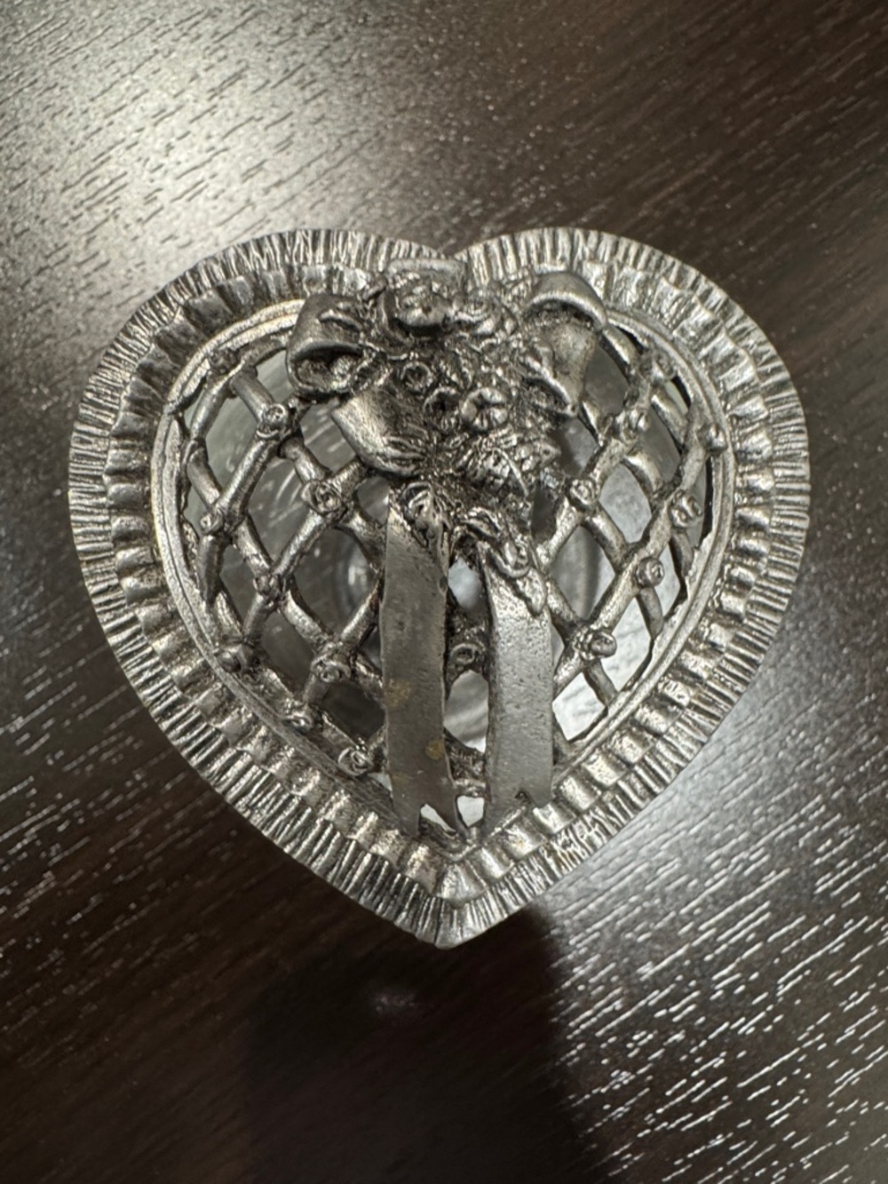 Heart-Shaped Decorative Trinket Box - Silver